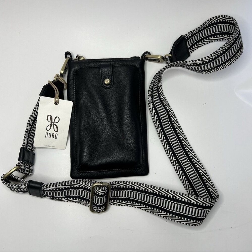 Hobo Bag Black Cass Phone Crossbody Leather Phone+ 2 Big Inner Pockets Aztec